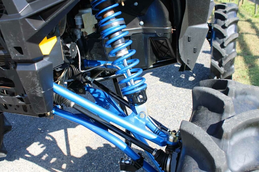 blue powder coated suspensions