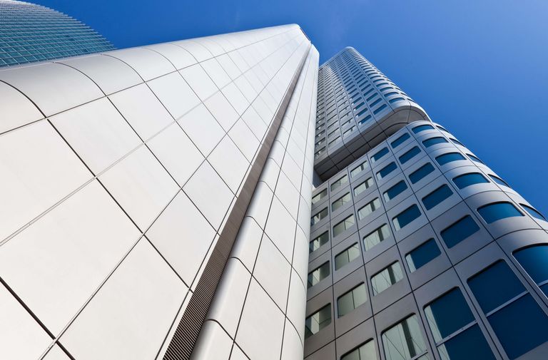 Skyscraper with powdercoated facade