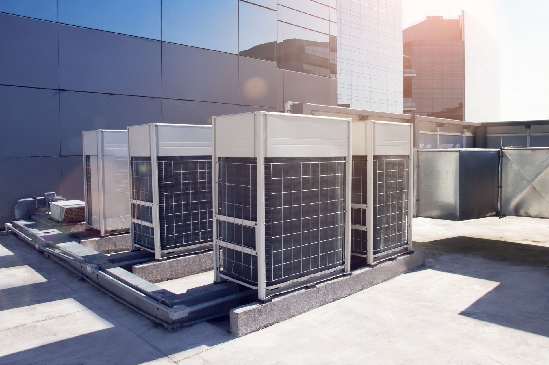 HVAC systems on top of a building