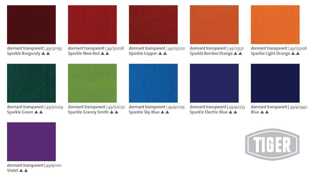 TIGER dormant powder coatings colors